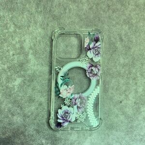 Apple Clear Case with Purple Floral Design